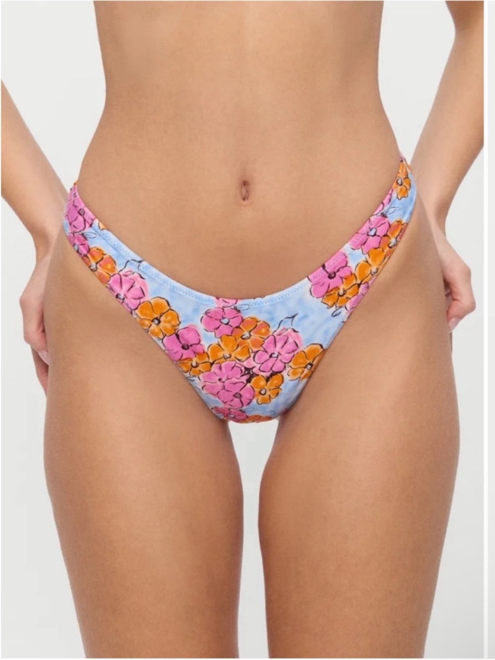 New! Frankies Bikinis Full Moon Floral Micro Bikini Bottom Color Me 34354